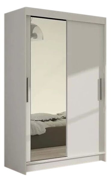 Tolóajtós Ruhás szekrény FLORIA VI tükörrel, 120x200x58, fehér mat