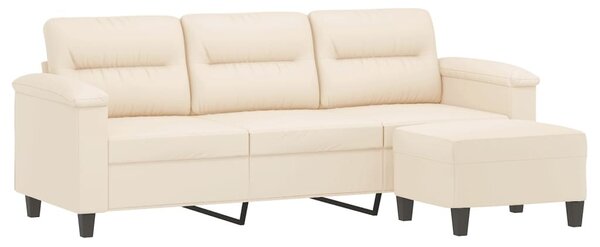 3 személyes bézs szövet kanapé lábtartóval 180 cm
