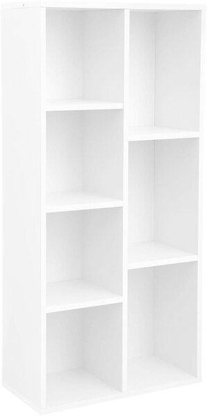 7 rekeszes könyvespolc, 50 x 24 x 106 cm, Fehér