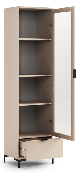 Mazzoni LANA W-50 vitrines szekrény Bézs (Pezsgő) - 1 AJTÓS FIÓKOS VITRINES SZEKRÉNY