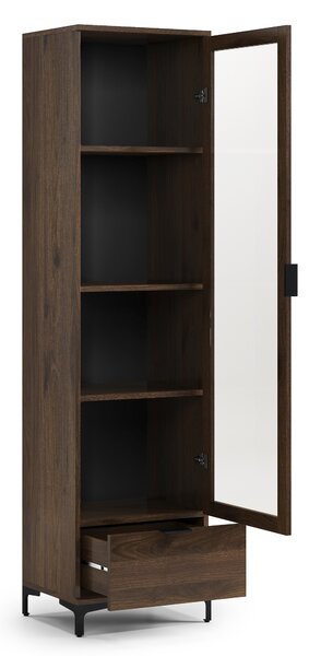 Mazzoni LANA W-50 vitrines szekrény Elegáns Dió - 1 AJTÓS FIÓKOS VITRINES SZEKRÉNY