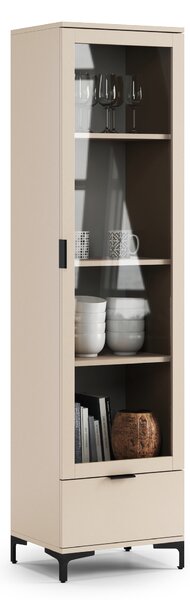 Mazzoni LANA W-50 vitrines szekrény Bézs (Pezsgő) - 1 AJTÓS FIÓKOS VITRINES SZEKRÉNY