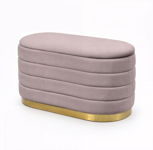 AKORD BELLA Tárolós Puff Bársony Púderrózsaszín Modern Glamour
