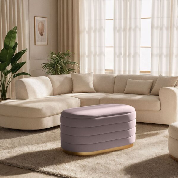 AKORD BELLA Tárolós Puff Bársony Púderrózsaszín Modern Glamour
