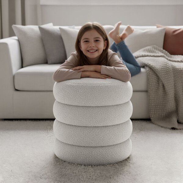AKORD SNUGGO Nyitható Puff Teddy Anyag Mglista Biel 42 cm