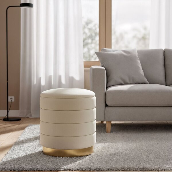 AKORD LUNA pufa tárolórekeszes welur krém modern glamour