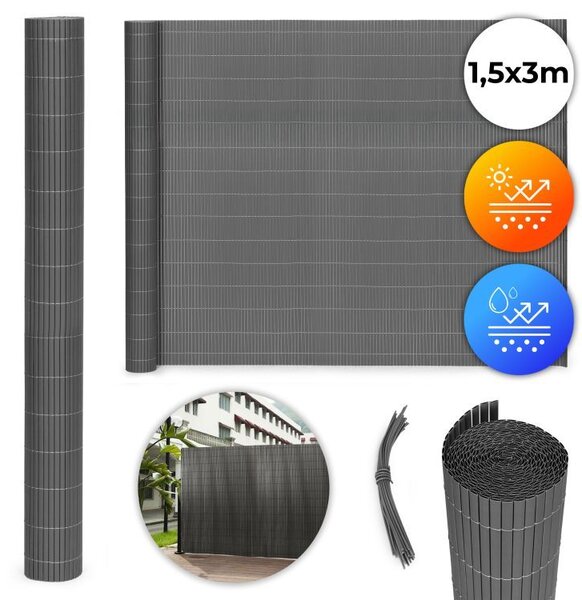 Megfordítható antracit PVC balkon, kerítés és terasz paraván Szélesség: 1 m | Hosszúság: 5 m