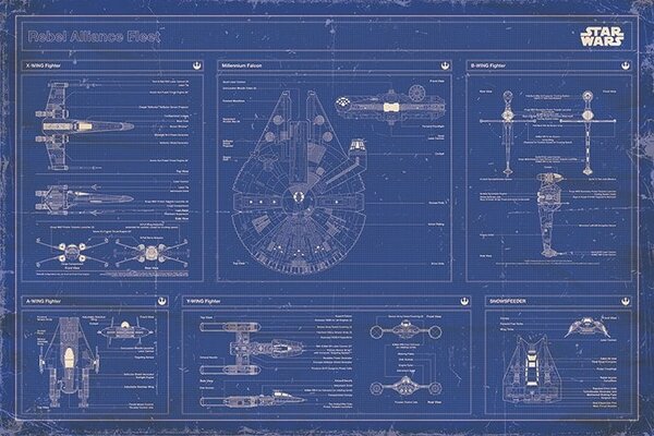 Plakát Star Wars - Rebel Alliance Fleet Blueprint, (91.5 x 61 cm)