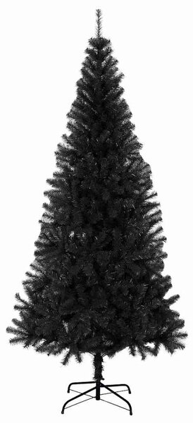 Fekete PVC műkarácsonyfa állvánnyal 210 cm