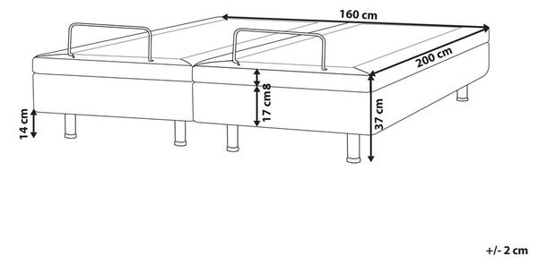 Állítható ágy fejtámla nélkül DUKE 160 x 200 cm Sötétszürke