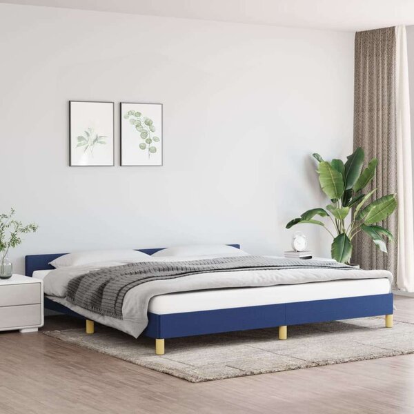 VIDAXL Kék Szövet Ágykeret Fejtámlával - 200x200 cm