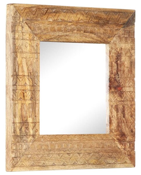 Kézzel faragott tömör mangófa tükör 50 x 50 x 2,5 cm