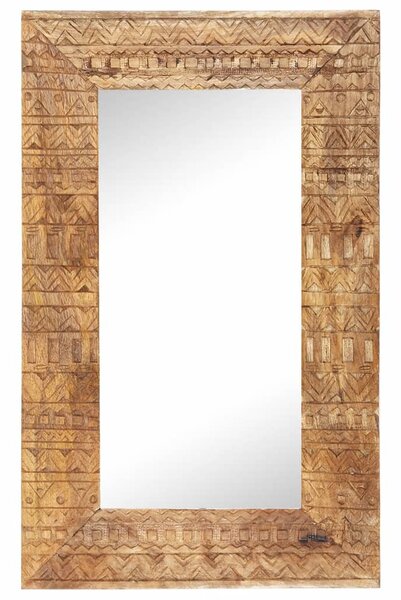 Kézzel faragott tömör mangófa tükör 80 x 50 x 2,5 cm
