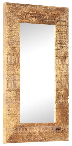 Kézzel faragott tömör mangófa tükör 80 x 50 x 2,5 cm