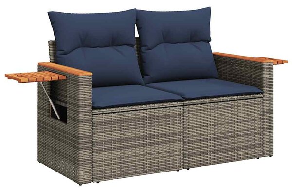 8 részes szürke polyrattan kerti ülőgarnitúra párnával
