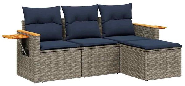 4 részes szürke polyrattan kerti ülőgarnitúra párnával