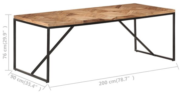 Tömör akác és mangófa étkezőasztal 200 x 90 x 76 cm