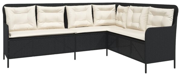 2 részes fekete polyrattan kerti ülőgarnitúra párnával