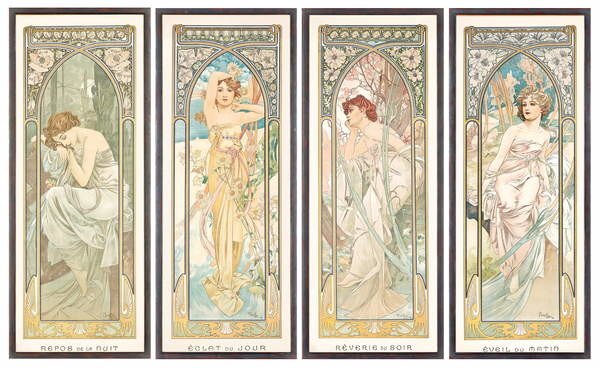 Mucha, Alphonse Marie - Festmény reprodukció The Times of the Day, (40 x 24.6 cm)