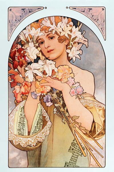 Mucha, Alphonse Marie - Reprodukció Poster “The flower”, (26.7 x 40 cm)