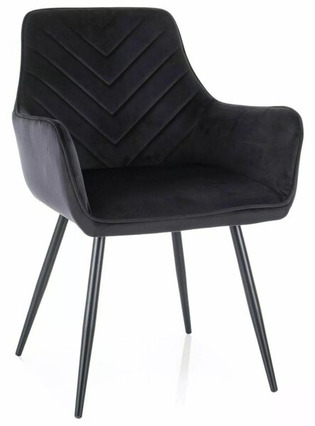Fig Velvet Geometrikus Bársony Étkezőszék Fekete Matt Vázzal