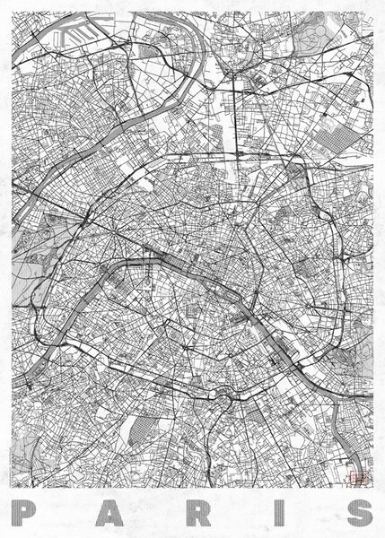 Paris Térképe, Hubert Roguski, (30 x 40 cm)