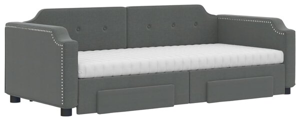 VidaXL sötétszürke kihúzható szövet heverő fiókokkal 80 x 200 cm