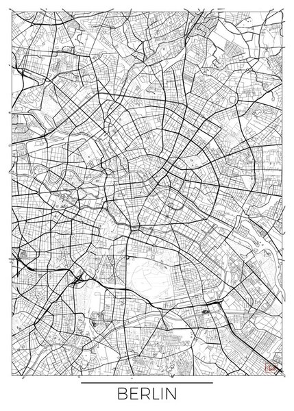 Berlin Térképe, Hubert Roguski, (30 x 40 cm)