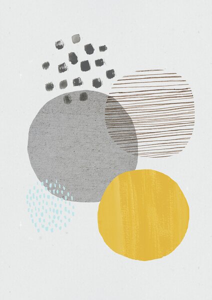 Ábra Abstract mustard and grey, Laura Irwin, (30 x 40 cm)