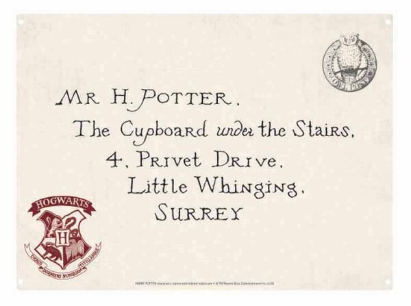 Fém tábla Harry Potter - Letters, (21 x 15 cm)