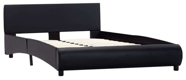 VidaXL fekete műbőr ágykeret LED csíkkal 140 x 200 cm