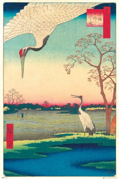 Plakát Hiroshige - Kanasugi at Mikawashima, (61 x 91.5 cm)