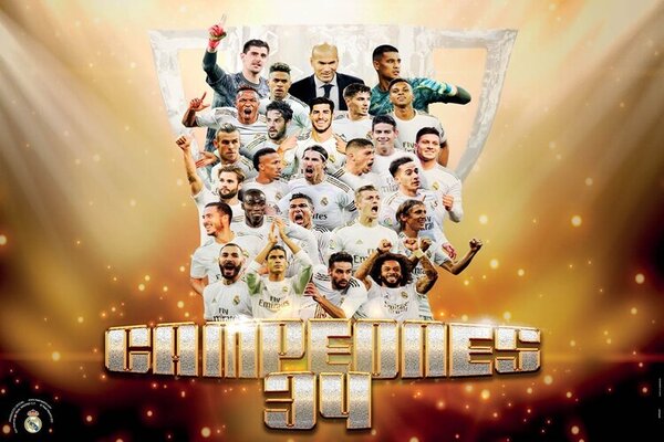 Plakát Real Madrid - Campeones 2019/2020, (91.5 x 61 cm)