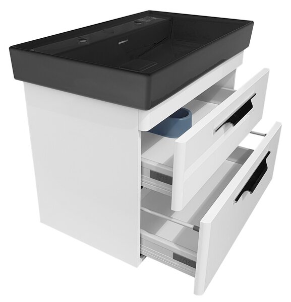 TMP LUX 80 fali fürdőszobabútor - CeraStyle SHARP FEKETE mosdóval - 80 x 48 cm