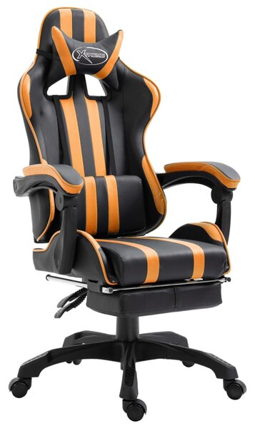 VidaXL narancssárga műbőr gamer szék lábtartóval