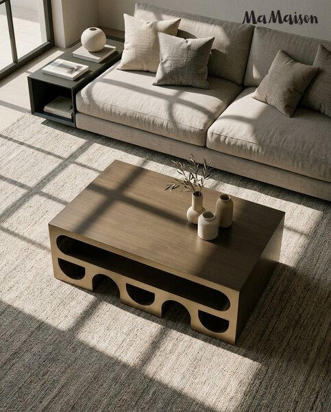 MaMaison Vector 130 Dohányzóasztal Fém Brushed Arany Geometrikus Design