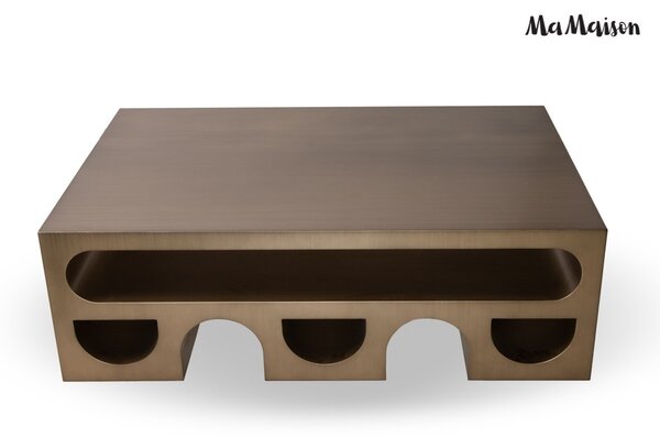 MaMaison Vector 130 Dohányzóasztal Fém Brushed Arany Geometrikus Design