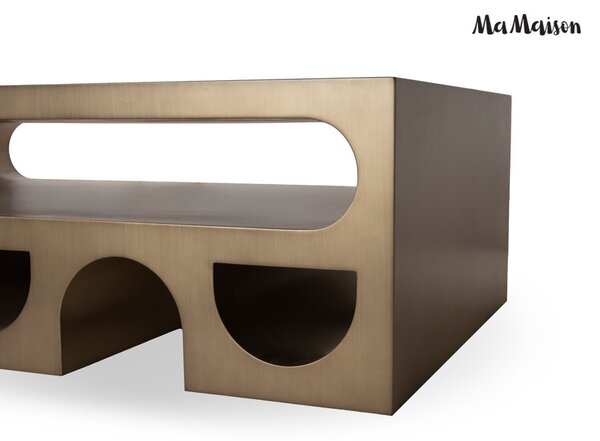 MaMaison Vector 130 Dohányzóasztal Fém Brushed Arany Geometrikus Design