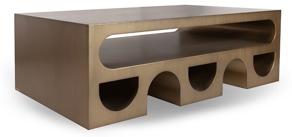 MaMaison Vector 130 Dohányzóasztal Fém Brushed Arany Geometrikus Design