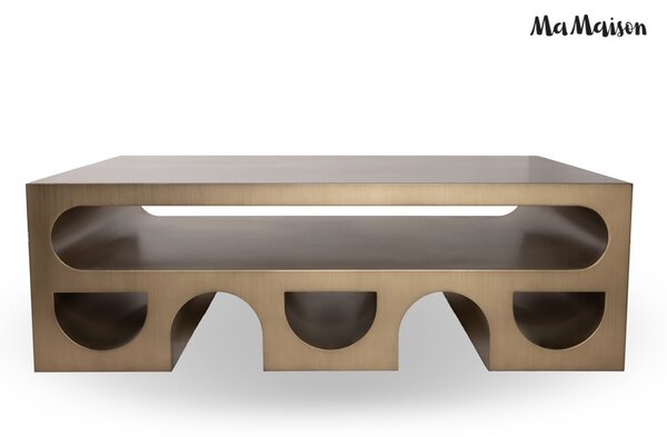 MaMaison Vector 130 Dohányzóasztal Fém Brushed Arany Geometrikus Design