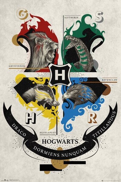 Plakát Harry Potter - Animal Crest, (61 x 91.5 cm)