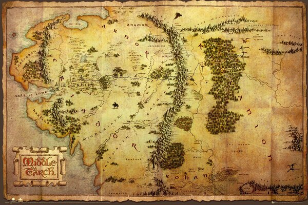 Plakát The Hobbit - Middle Earth Map, (91.5 x 61 cm)