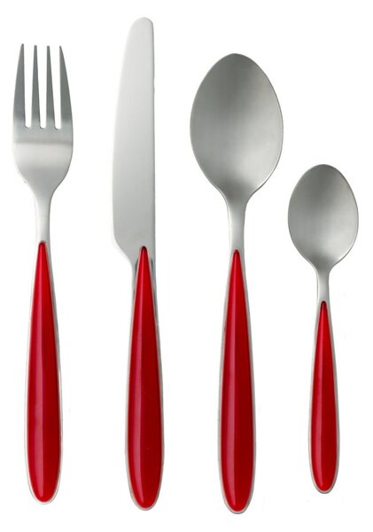 Cutlery 16 db-os evőeszköz készlet, piros nyéllel - Brandani