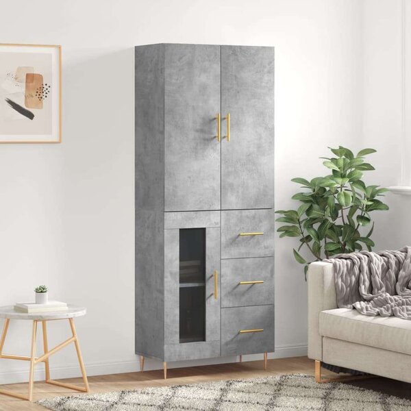 VidaXL betonszürke szerelt fa magasszekrény 69,5 x 34 x 180 cm