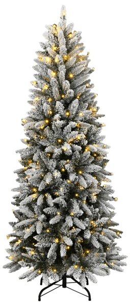 Műkarácsonyfa 150 LED-del és pelyhes hóval 120 cm