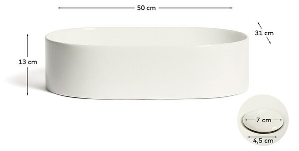 Fehér kerámia mosdókagyló 50x31 cm Ovara – Kave Home