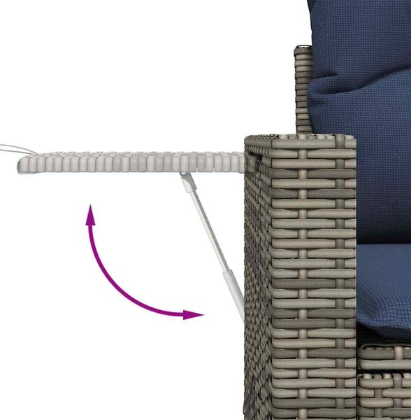 5 részes szürke polyrattan kerti kanapészett párnákkal