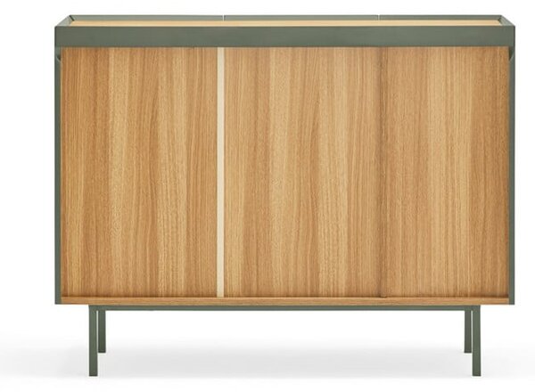 Zöld alacsony komód tölgyfa dekorral 110x85 cm Arista – Teulat