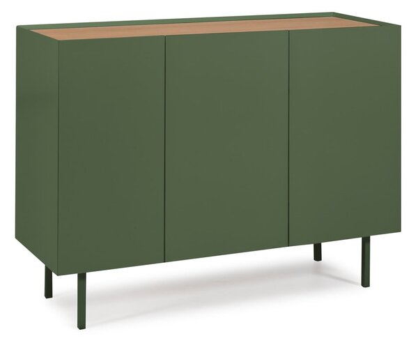 Zöld alacsony komód tölgyfa dekorral 110x85 cm Arista – Teulat