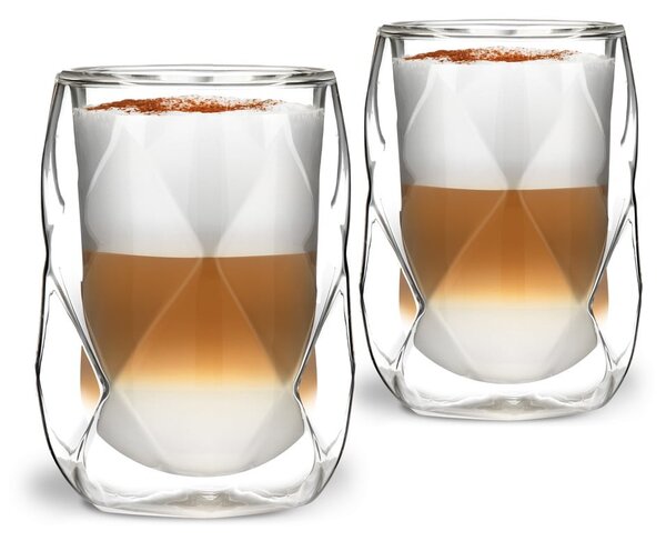 Geo 2 db-os duplafalú lattés pohár készlet, 350 ml - Vialli Design